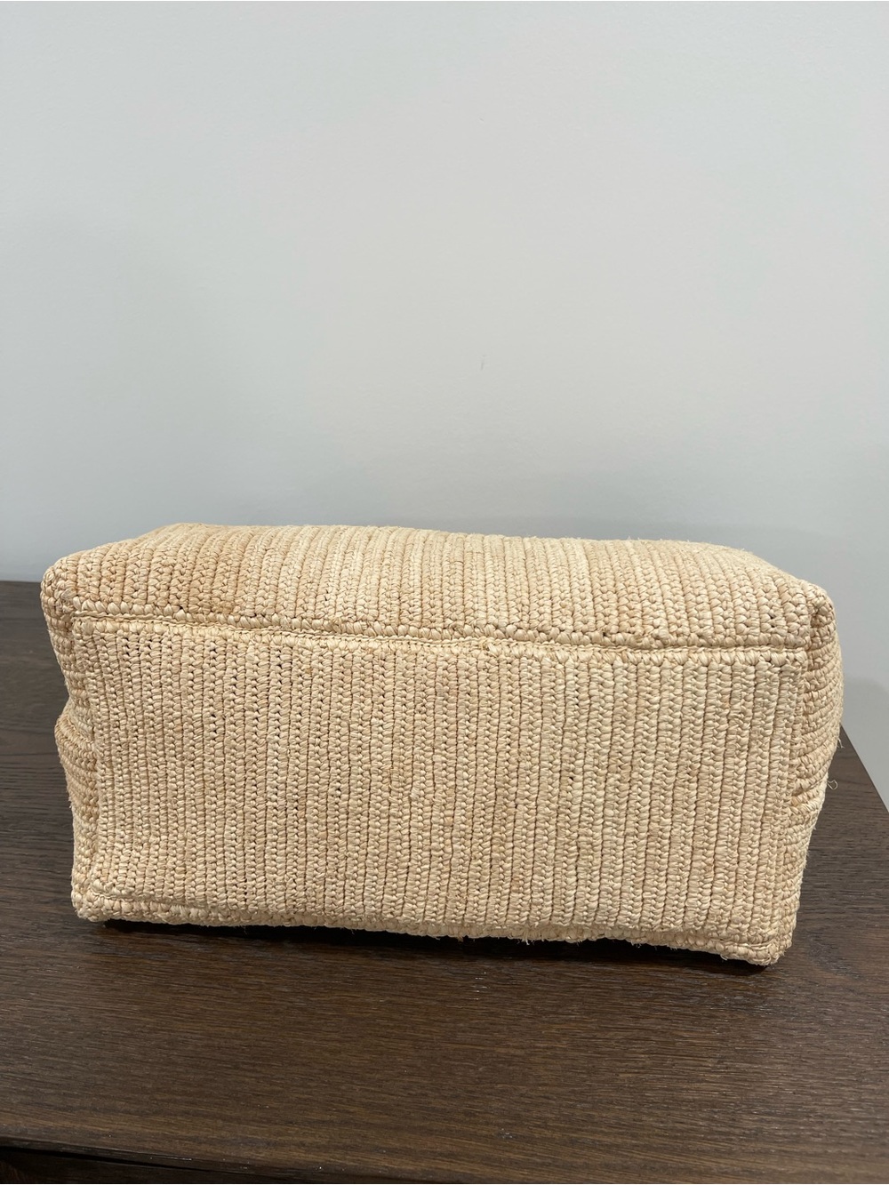 Woven Straw Tote with Tan Leather Handles - Picture 3 of 6